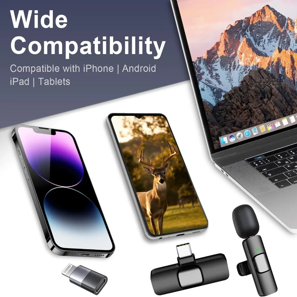 Wireless Lavalier Microphone 🎤 For IPhone and Android - crystal clear Audio